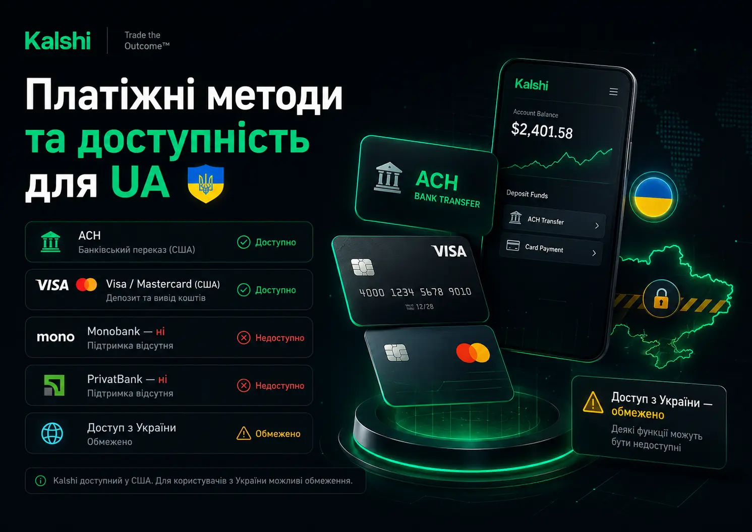 Платіжні методи та доступність для UA